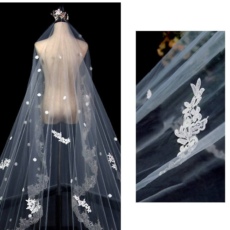 Three-circle lace cathedral veil | wedding veils