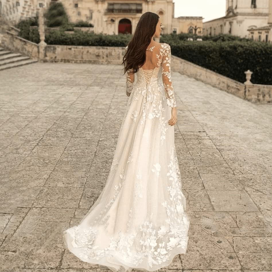 wedding dress with sleeves A line wedding dress with sleeves – Howedding
