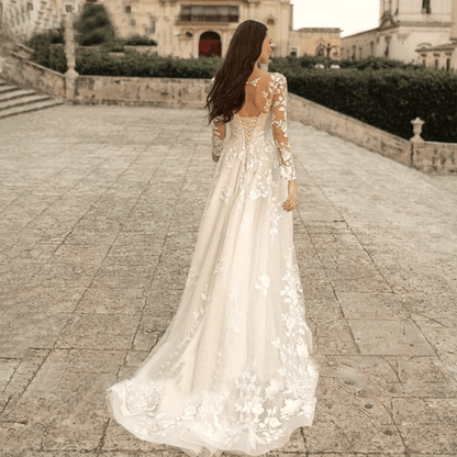 A line wedding dress with sleeves