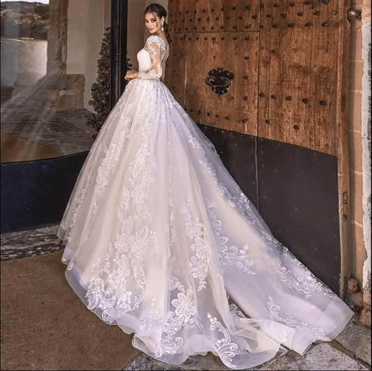 long sleeve wedding dresses | lace ball gown wedding dress