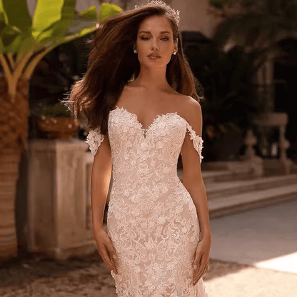 Lace mermaid wedding dress | off shoulder slim fit Howedding Lace mermaid wedding dress | off shoulder slim fit Howedding