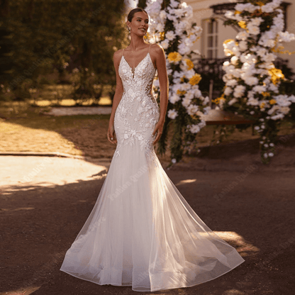Halter wedding dresses | Slip wedding dress | mermaid wedding dress | lace
