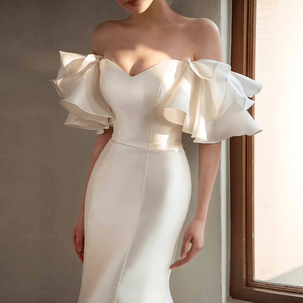 Light satin One-shoulder mermaid wedding dress