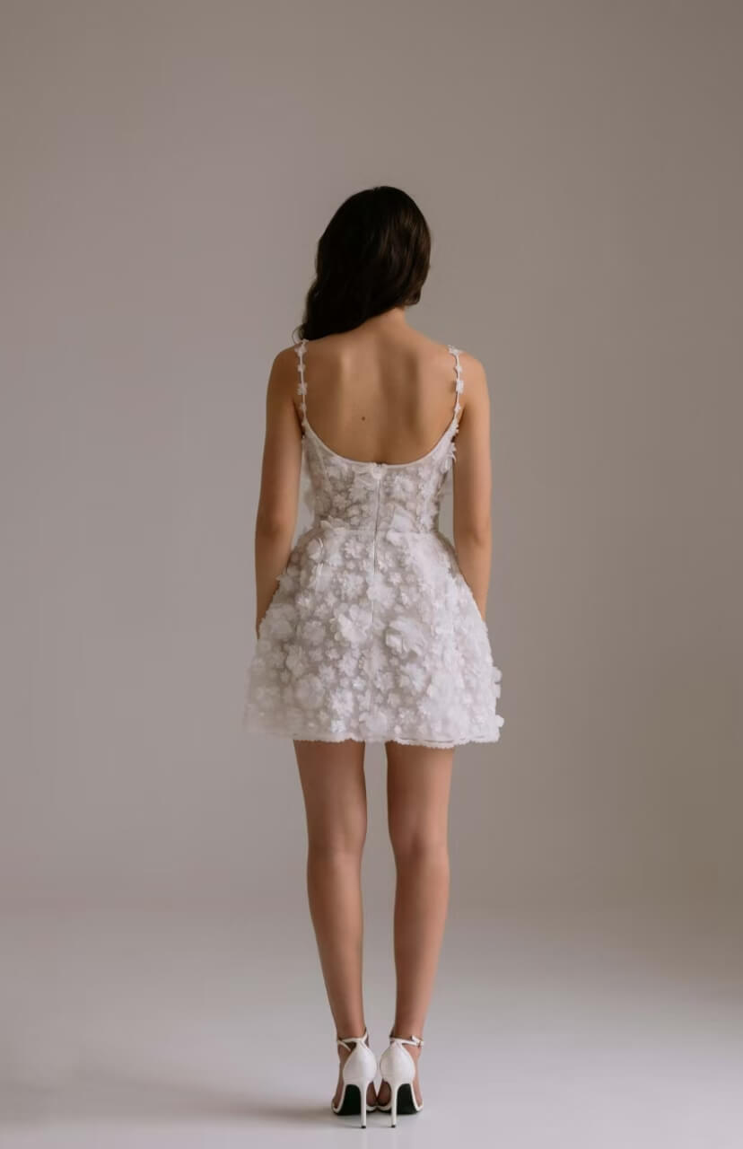 Spaghetti Strap Mini Wedding Dress