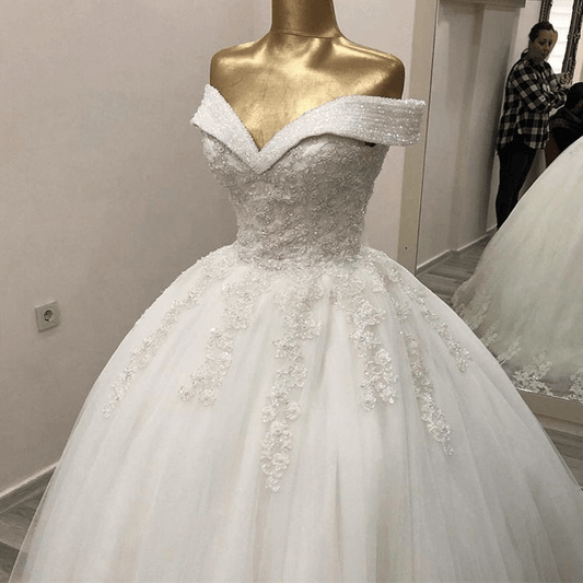 princess ball gown wedding dress | off shoulderwedding dress