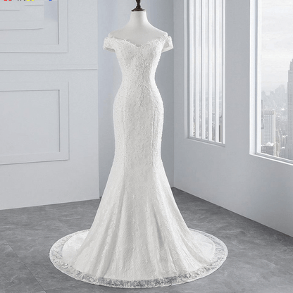 Lace simple mermaid wedding dress