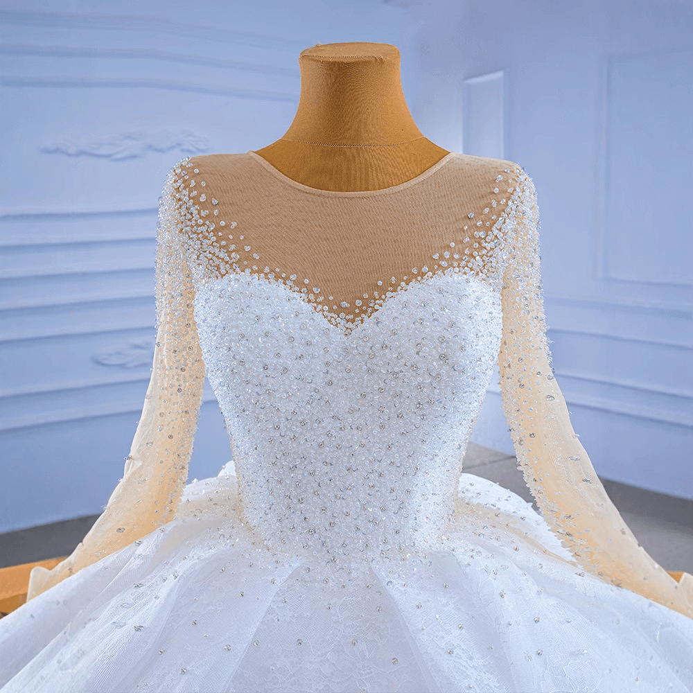 ball gown wedding dress with pearl