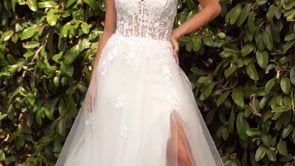 2026-52 Strapless A-Line Lace & Tulle Wedding Dress