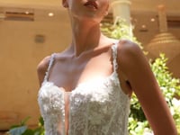 2026-68  Long Bridal Gown 3D Floral Lace Applique Wedding Dress