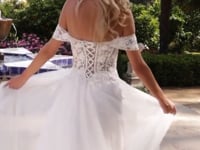 2026-73 Lace Off the Shoulder A Line Wedding Dress