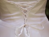 2026-89 Satin Strapless Fitted Slit Wedding Dress
