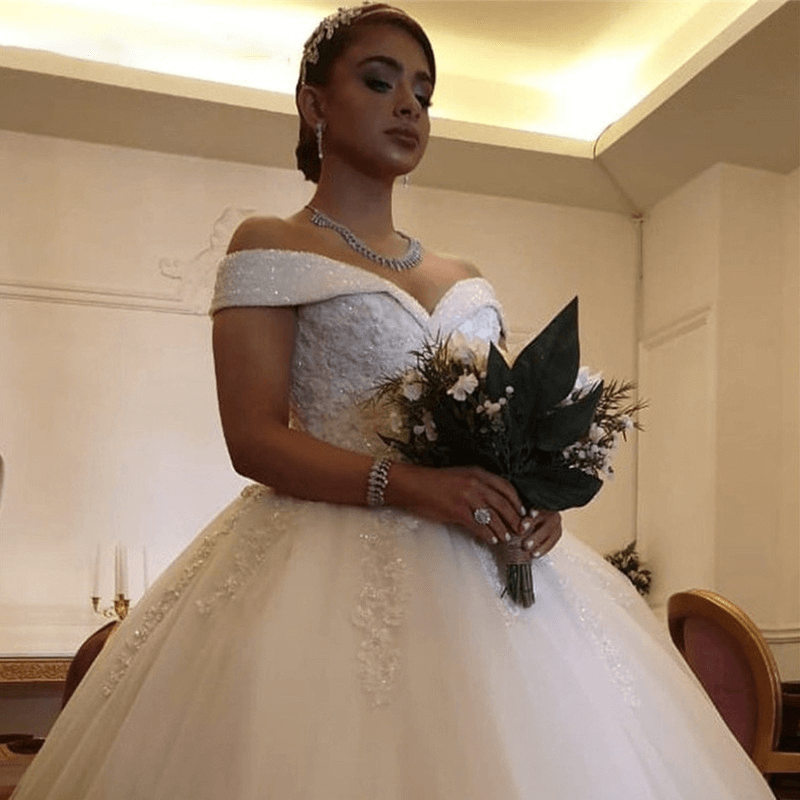 princess ball gown wedding dress | off shoulderwedding dress