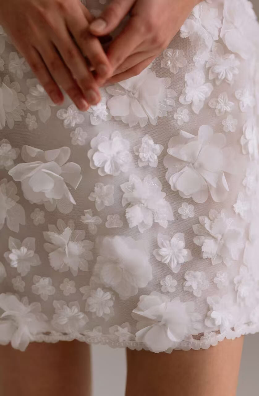 Spaghetti Strap Mini Wedding Dress